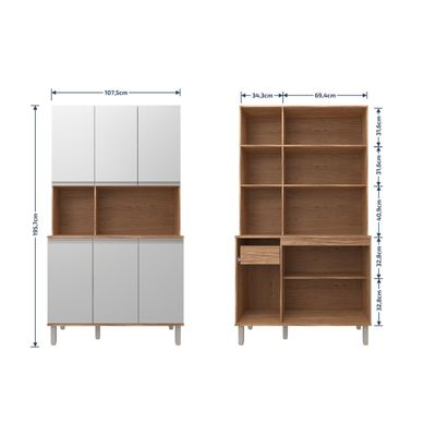 Cozinha Compacta Bartira Jaspe 107,5cm 6 Portas 3 Prateleiras Damasco e Branco
