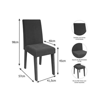 Mesa Sala Jantar Patricia + 4 Cad Milena Nature/Choco Cimol