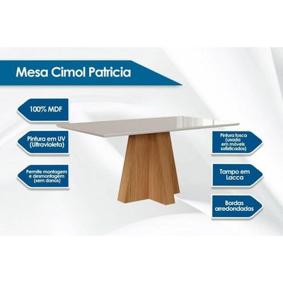 Mesa Sala Jantar Patricia + 4 Cad Milena Nature/Choco Cimol