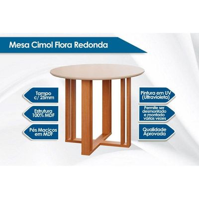 Mesa Sala Jantar Flora + 4 Cad Maia Nature/Chocolate Cimol