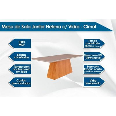Mesa Sala Jantar Helena + 8 Cad Juliana Madeirado/Bege Cimol