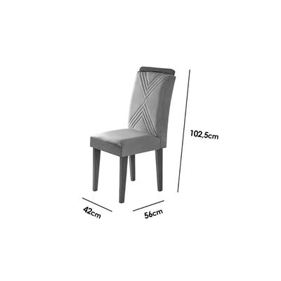 Mesa Sala Jantar Berlim + 4 Cad Amsterdã Imbu/Grafite Rufato