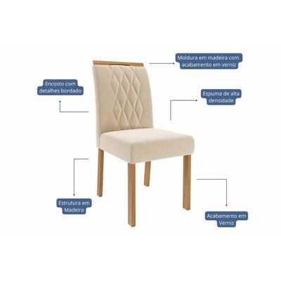 Mesa Sala Jantar Flora + 4 Cad Juliana Cinamomo/Bege Cimol