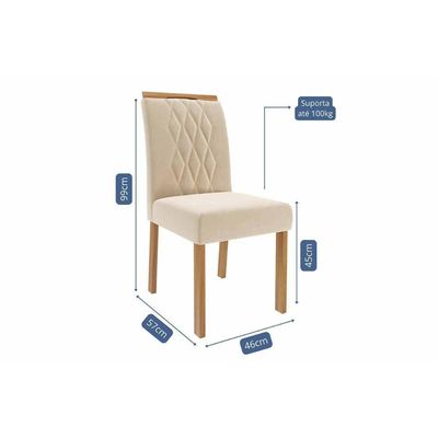 Mesa Sala Jantar Flora + 4 Cad Juliana Cinamomo/Bege Cimol