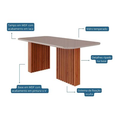 Mesa Sala Jantar Ester + 6 Cad Paola Nature/Grafite Cimol