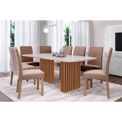 Mesa Sala Jantar Ester + 8 Cad Clarice Cinamomo Cimol