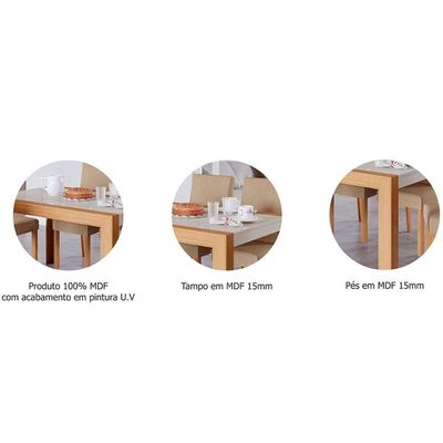 Mesa Sala Jantar Grace + 4 Cad Milena Nature/Choco Cimol