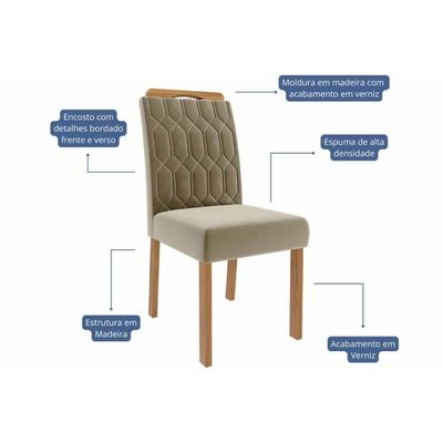 Mesa Sala Jantar Ester + 6 Cad Paola Cinamomo/Bege Cimol