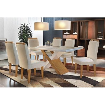 Mesa Sala Jantar Imperatriz + 6 Cad Athenas Capuccino Rufato