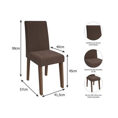 Mesa Sala Jantar Adele + 4 Cad Milena Nature/Choco Cimol