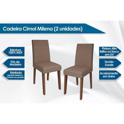 Mesa Sala Jantar Adele + 4 Cad Milena Nature/Choco Cimol