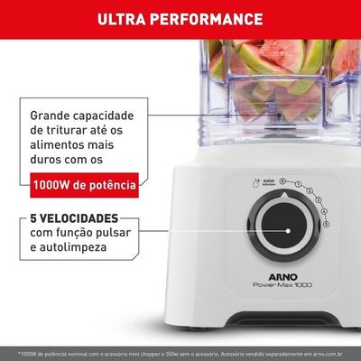 Liquidificador Arno Power Max LN51 1000W Jarra 3,1L Branco / 127V