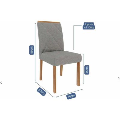Mesa Sala Jantar Flora + 4 Cad Fernanda Cinamomo/Bege Cimol