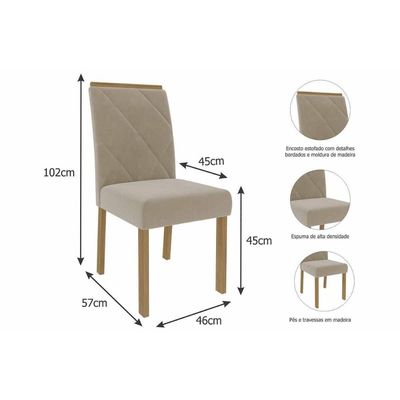 Mesa Sala Jantar Flora + 4 Cad Fernanda Cinamomo Cimol