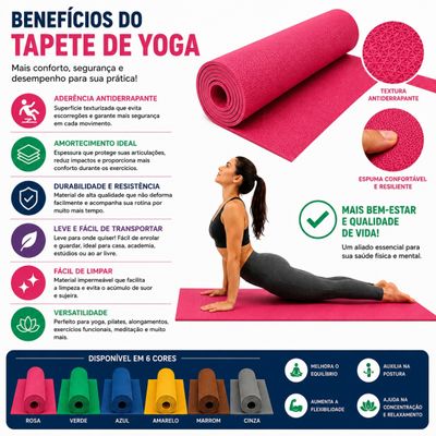 Tapete de Yoga Profissional Antiderrapante para Treinos (vermelho)