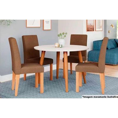 Mesa Sala Jantar Dani + 4 Cad Maia Nature/Chocolate Cimol
