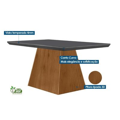 Mesa Sala Jantar Luna + 4 Cad Amsterdã Capuccino Rufato