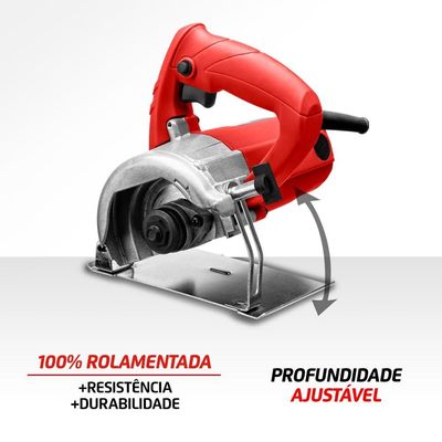 Serra Mármore Mondial FSM-03 1500W Disco 110mm Base em Inox 11000 RPM Vermelho / 110
