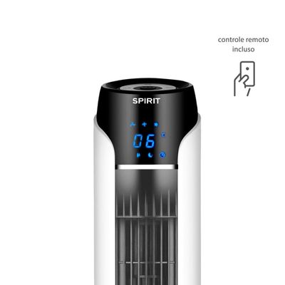 Ventilador de Torre 90cm Spirit SKY com 3 Velocidades, Controle Remoto e Timer de até 7h30  Branco Branco / 220