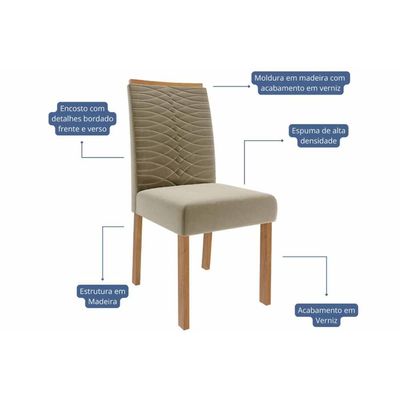 Mesa Sala Jantar Ágata + 4 Cad Clarice Cinamomo/Bege Cimol
