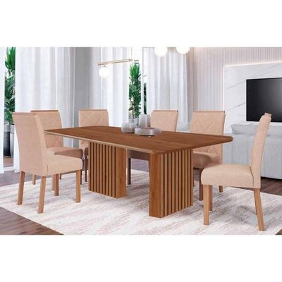 Mesa Sala Jantar Ester + 6 Cad Fernanda Cinamomo Cimol