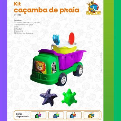 Kit Carrinho Caçamba Infantil Com Balde 7 RB 29 Rei do balde