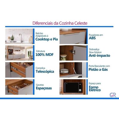 Cozinha Completa 7 Peças Celeste C114 Cinamomo/Platina MGM