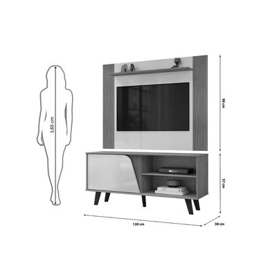 Rack c/Painel p/ TV 50 Pol Iris 120cm Freijo/White DJ Móveis