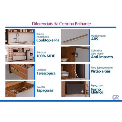 Cozinha Completa 8 Peças Brilhante Cinamomo/Platina MGM
