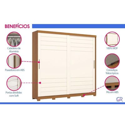 Guarda Roupa Casal Cayman 2 Portas Cinamomo/Off White Henn
