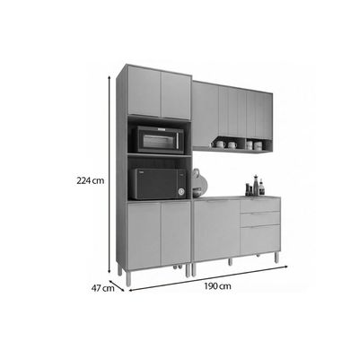Cozinha Completa 3 Peças Celeste C368 Cinamomo/Platina MGM