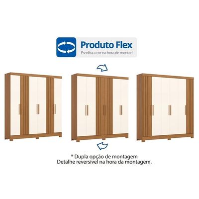Guarda Roupa Casal B367 6 Pts 3 Gavs Cinamomo/Off White Henn