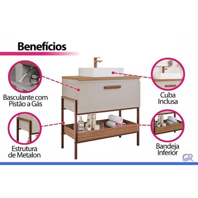 Conjunto Banheiro c/Espelho Porti/Monet 80cm Cappuccino MGM