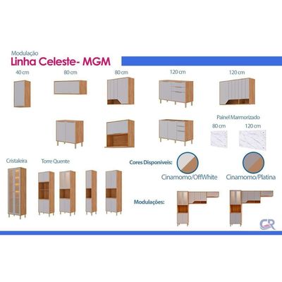 Cozinha Completa 3 Peças Celeste C368 Cinamomo/Platina MGM