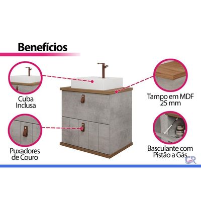 Conjunto Banheiro c/Espelho Milano/Monet 80cm Pistache MGM