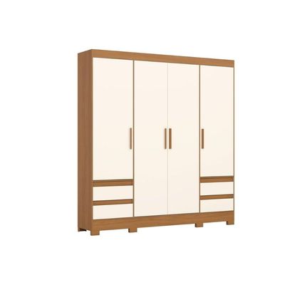 Guarda Roupa Casal B383 4 Pts 4 Gavs Cinamomo/Off White Henn
