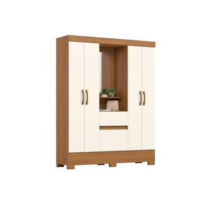 Guarda Roupa Casal BS07 4 Pts 2 Gavs Cinamomo/Off White Henn