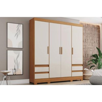 Guarda Roupa Casal B383 4 Pts 4 Gavs Cinamomo/Off White Henn