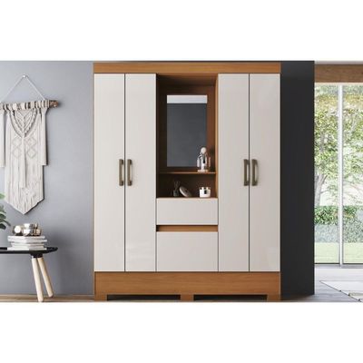 Guarda Roupa Casal BS07 4 Pts 2 Gavs Cinamomo/Off White Henn