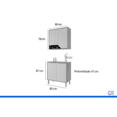 Cozinha Completa 2 Peças Celeste C577 Cinamomo/Platina MGM