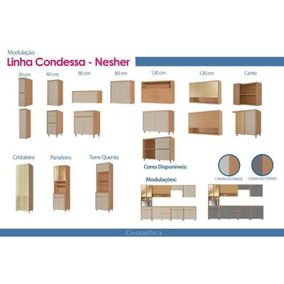 Cozinha Completa 9 Peças Condessa CZ420 Carv/Greige Nesher