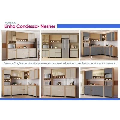 Cozinha Completa 9 Peças Condessa CZ420 Carv/Greige Nesher