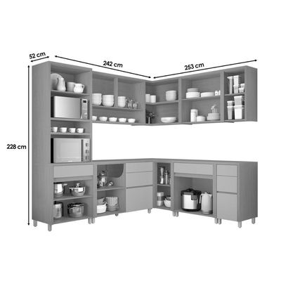 Cozinha Completa 9 Peças Condessa CZ420 Carv/Greige Nesher