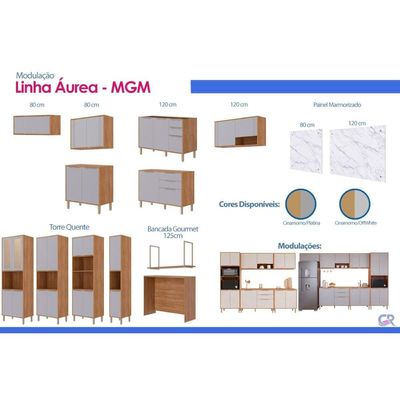 Cozinha Completa 5 Peças Áurea CZ627 Cinamomo/Platina MGM