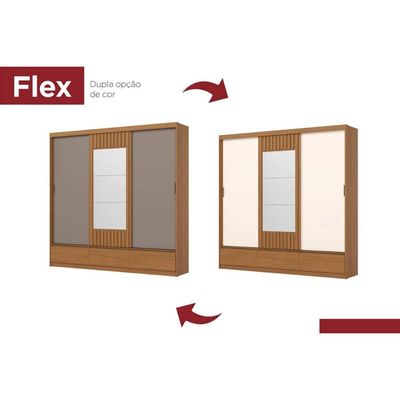 Guarda Roupa Casal Delvin 3 Portas Cinamomo/Off/Avela Henn