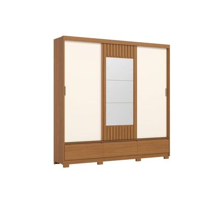 Guarda Roupa Casal Delvin 3 Portas Cinamomo/Off/Avela Henn