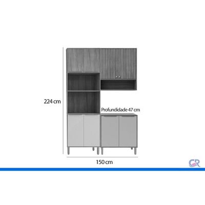 Cozinha Completa 3 Peças Divina CZ605 Cinamomo/Titanium MGM