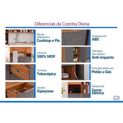 Cozinha Completa 3 Peças Divina CZ605 Cinamomo/Off White MGM