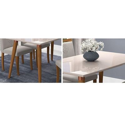 Mesa Sala Jantar Adele + 4 Cad Maia Nature/Chocolate Cimol