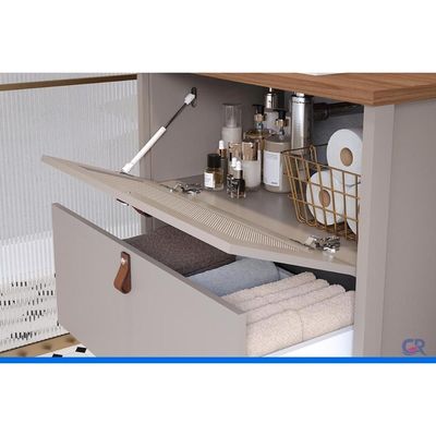 Conjunto Banheiro c/Espelho Vêneto/Gota 80cm Cappuccino MGM